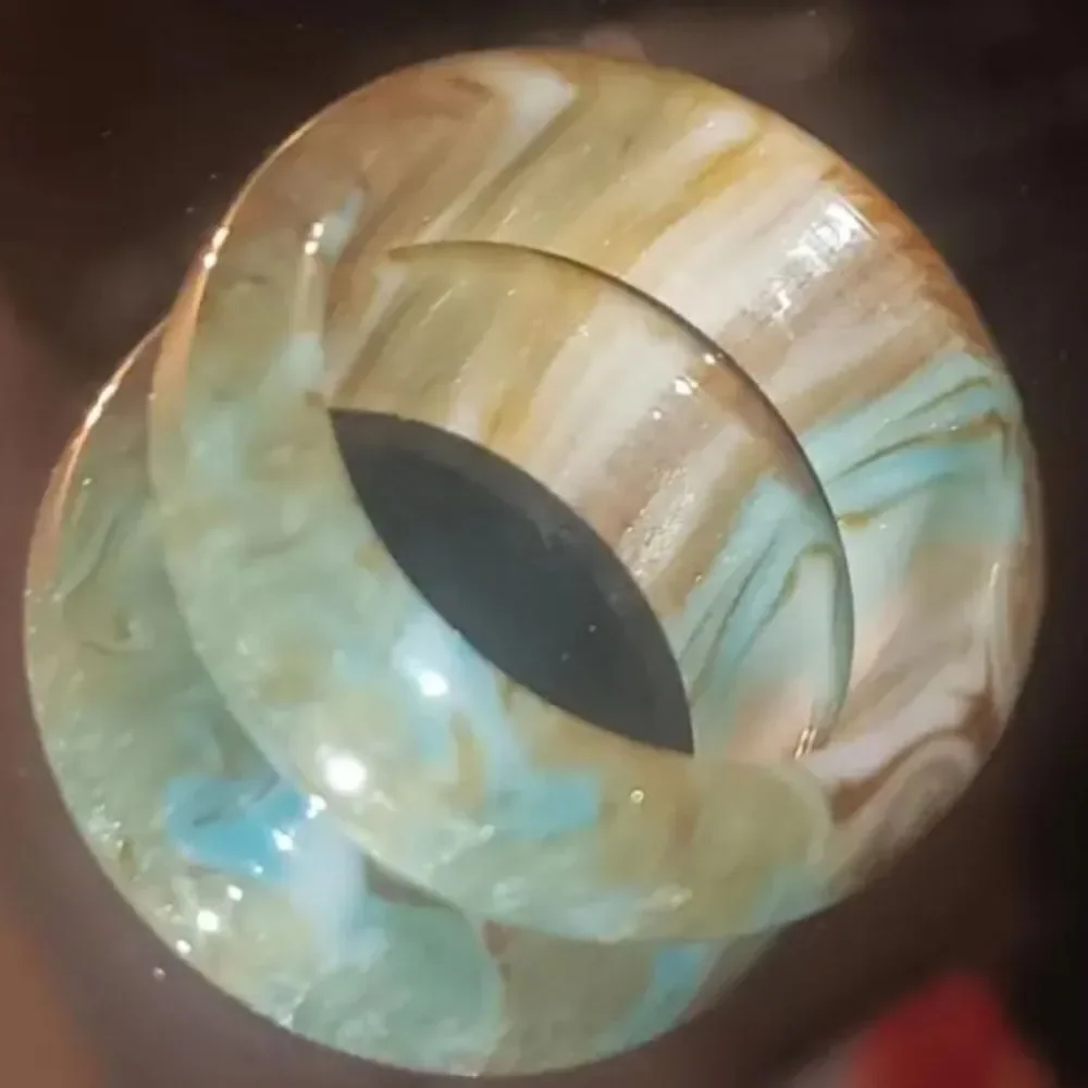 Men's Turquoise and Brown marble resin Ring sz 10